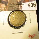 1893 V Nickel, VF, better grade for date, value $40