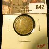 1909 V Nickel, XF, value $35