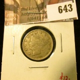 1910 V Nickel, VF20, value $12
