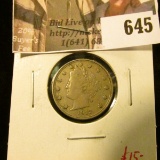 1912 V Nickel, VF, value $15