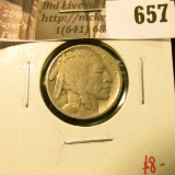 1916 Buffalo Nickel, F, value $8