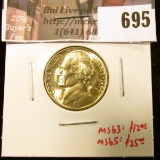 1944-D Jefferson Nickel, BU, MS63 value $12, MS65 value $25