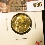 1945-P Jefferson Nickel, BU toned, value $15