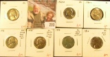 (7) Jefferson Nickels, 1965, 1968-D, 1970-S, 1972, 1975, 1977, 1981-D, all BU, some toned, some from