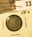1838 U.S. Seated Liberty Half Dime, small stars, VF+.