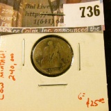 1874-S arrows Seated Liberty Dime, AG, clear date, LOW MINTAGE (240,000), G value $25