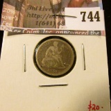 1890 Seated Liberty Dime, F, value $20