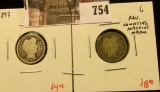 (2) Barber Dimes, 1897 G, 1897-S G with reverse counting machine mark, value for pair $22