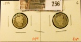 (2) Barber Dimes, 1899 & 1899-O, both G, value for pair $14