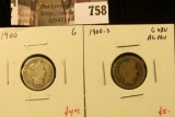 (2) Barber Dimes, 1900 G, 1900-S G obverse, AG reverse, G value for pair $9