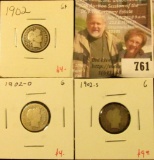 (3) Barber Dimes, 1902P, O, S, all G, group value $17