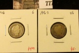 (2) Barber Dimes, 1916 G, 1916-S VG, value for pair $9