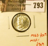 1935 Mercury Dime, BU MS65+, MS63 value $50, MS65 value $90