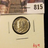 1945-D Mercury Dime, BU, value $12