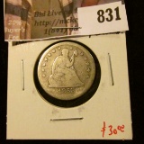 1853 Seated Liberty Quarter, arrows removed, arrows reverse, VG details, VG value $30