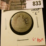 1854-O arrows Liberty Seated Quarter, AG with counter stamp, either a poorly stamped 8 or a rounded
