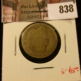 1892-O Barber Quarter, AG, G value $15