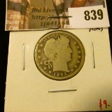 1893 Barber Quarter, G+ full rims, value $9