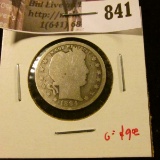 1894 Barber Quarter, G obverse, AG reverse, G value $9