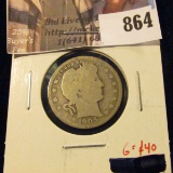 1905-O Barber Quarter, G obverse AG reverse, clear date and mintmark, G value $40