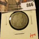 1907-D Barber Quarter, G, value $9