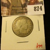 1911 Barber Quarter, G, value $9