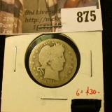 1911-D Barber Quarter, G obverse, AG reverse, tough date! G value $30