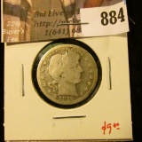 1915-D Barber Quarter, G, value $9