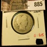 1915-S Barber Quarter, AG clear date and mintmark, low mintage semi-key date, G value $25