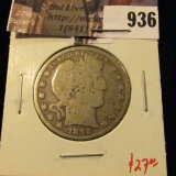 1892 Barber Half Dollar, G, value $27