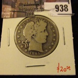 1895 Barber Half Dollar, G+, value $20