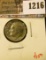 1216 . ERROR – 1969-D Roosevelt dime, die cud reverse, value $15