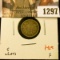 1297 . 1870 Canada Five Cent Silver, F, value $42
