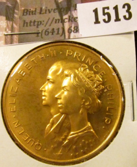 1513 . 1967 Canada Royal Visit Brass or Bronze Medal, Elizabeth & P