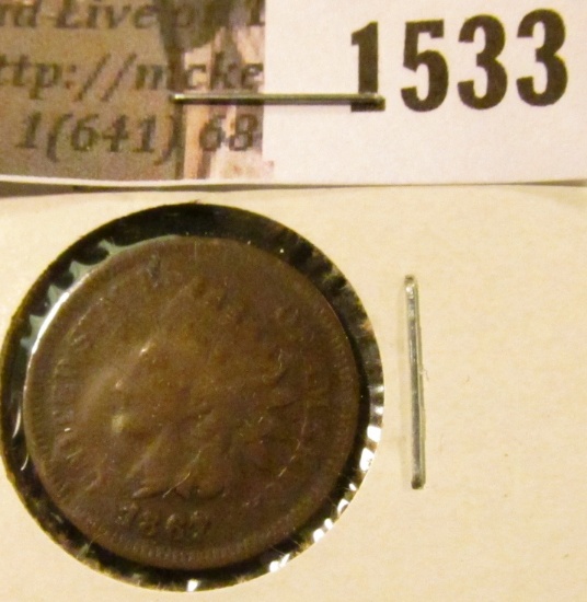 1533 . 1867 Indian Head Cent, Good, corroded.