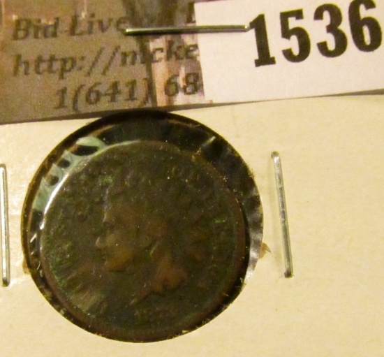 1536 . 1873 Indian Head Cent, Very Good, corroded.