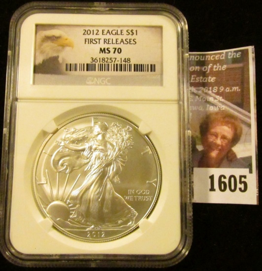 1605 . 2012 Eagle Graded Ms 70 First Release By NGC