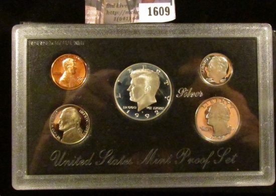 1609 . 1992 S Silver Proof Set.  The Half Dollar, Quarter, And Dime