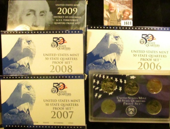 1611 . 2006 S, 2007 S, And 2008 S Proof State Quarters Set.  Lot Al
