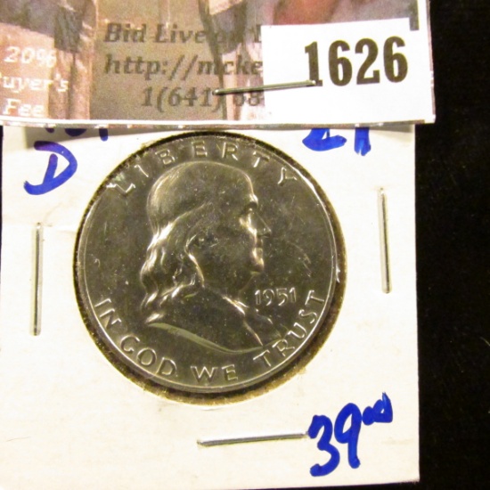 1626 . Beautiful 1951-D Franklin Half Dollar