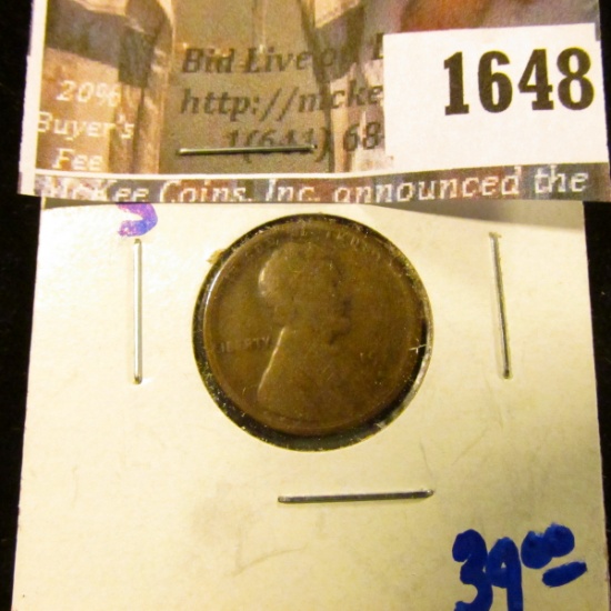 1648 . 1911-S Semi Key Date Wheat Cent