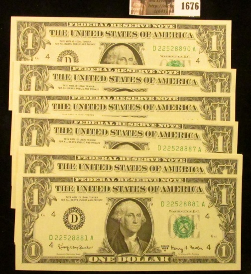1676 . 10 Crisp and Consecutive 1963-A One Dollar Notes