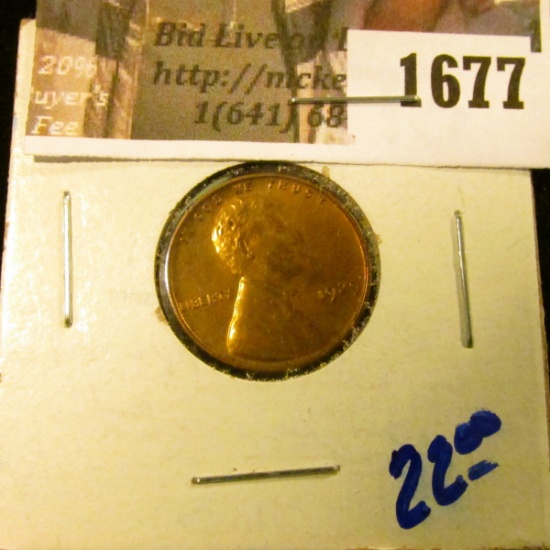 1677 . Red 1929 Wheat Cent with Some Toning