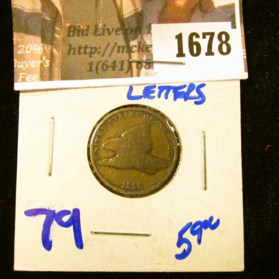 1678 . 1858 Large Letters Flying Eagle Penny