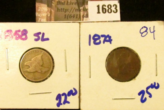 1683 . 1858 Small Letters Flying Eagle Cent and 1874 Semi Key Date