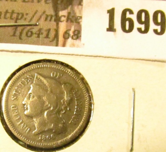 1699 . 1866 Three Cent Nickel