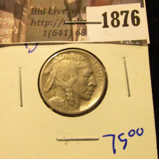 1876 . 1915-D Semi Key Date Buffalo Nickel With Horn Visible