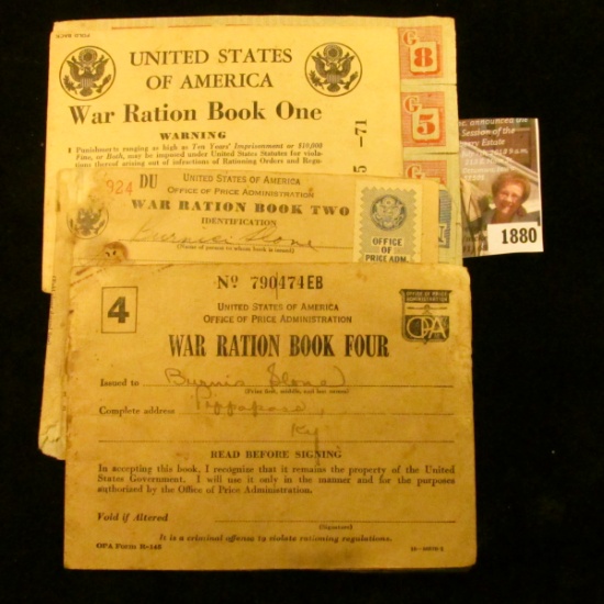 1880 . War Ration Books and Stamps From World War II