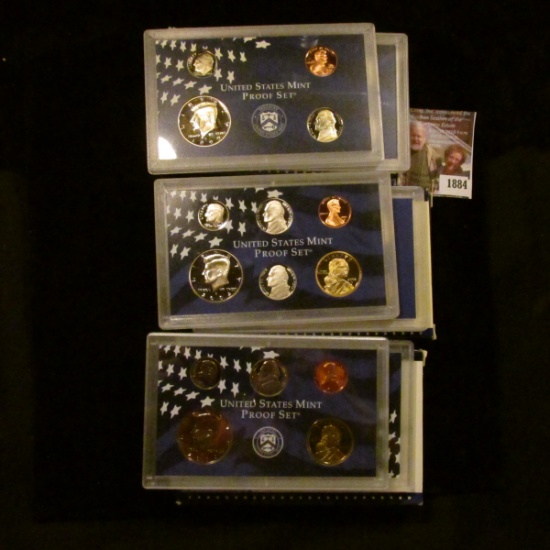 1884 . 1999 S, 2000 S, and 2001 S U.S. Proof Clad Sets.