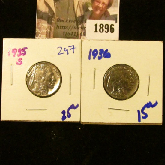 1896 . 1935-S and 1936 Buffalo Nickels